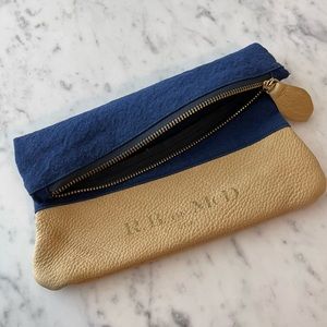R.B. Of McD Denim & Leather Fold-over Clutch